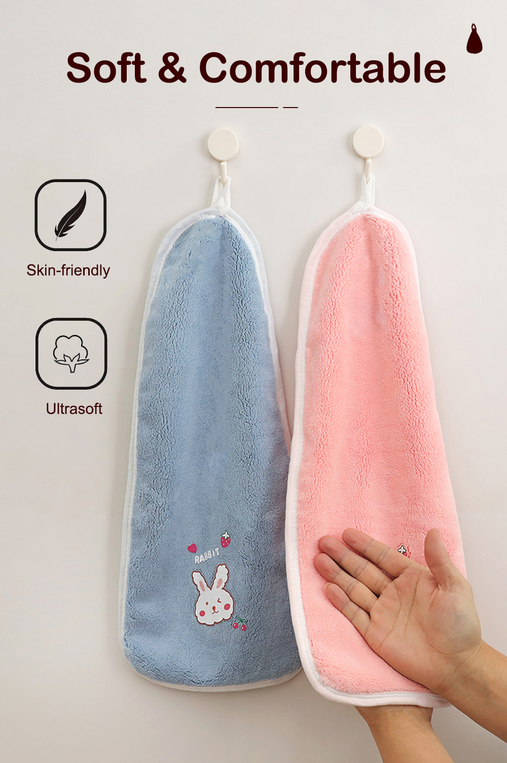 Highly Absorbent Bunny Hand Towels-5